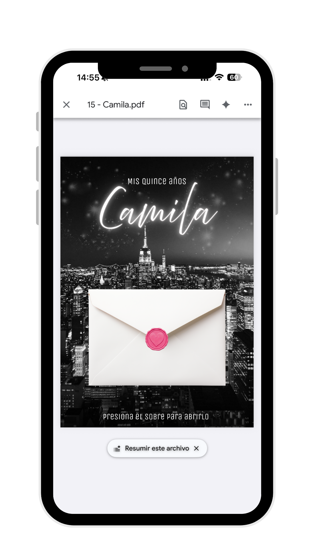 Invitación digital de Camila