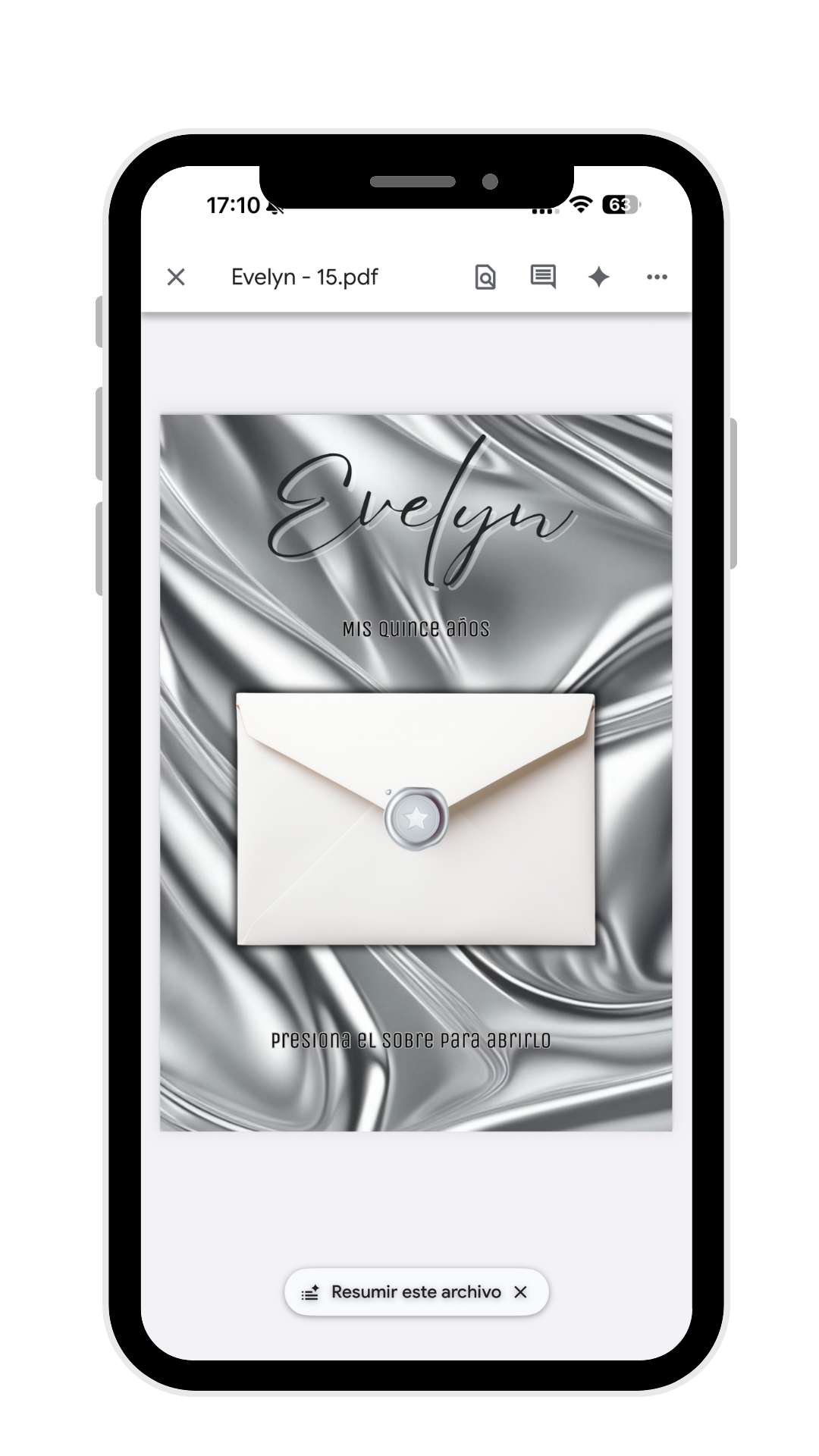Invitación digital de Evelyn