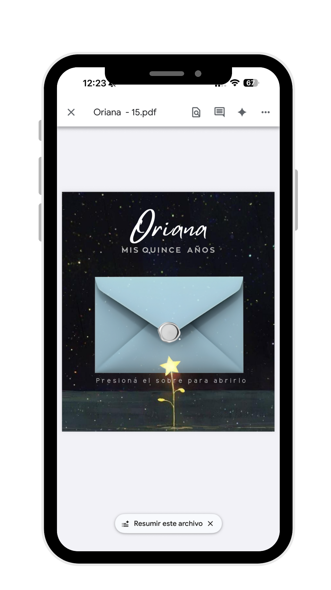 Invitación digital de Oriana
