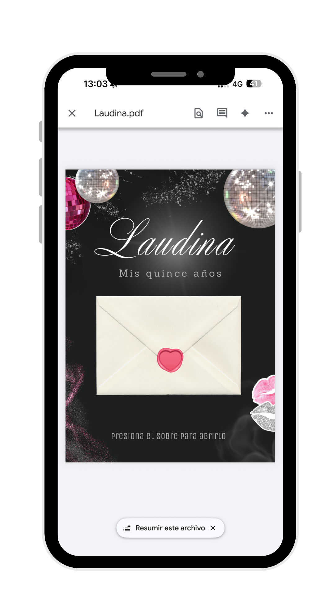 Invitación digital de Laudina